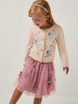 Monsoon Kids' Fairy Star Embroidered Cardigan, Oatmeal, Oatmeal