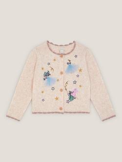 Monsoon Kids' Fairy Star Embroidered Cardigan, Oatmeal - view 2, Oatmeal