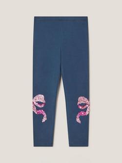 Monsoon Kids' Sequin Bow Leggings, Navy - view 2, Navy