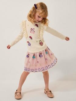 Monsoon Kids' Ruffle Top & Embellished Skirt Set, Ivory, Ivory