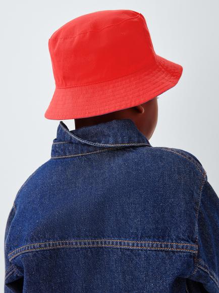 John Lewis Kids' Abstract Reversible Bucket Hat, Navy Blue - view 2, Navy Blue