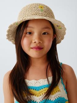 John Lewis Kids' Sunflowers Paper Straw Hat, Natural Multi, Natural Multi