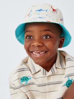 John Lewis Kids' Under the Sea Reversible Bucket Hat, White, White