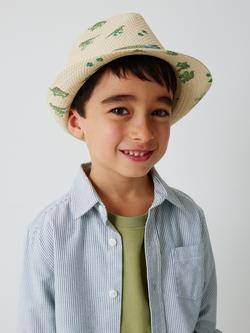 John Lewis Kids' Dino Straw Hat, Natural Multi, Natural Multi