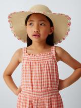 John Lewis Kids' Rainbow Trim Straw Hat, Natural