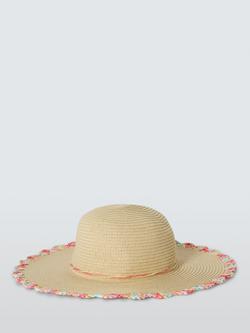 John Lewis Kids' Rainbow Trim Straw Hat, Natural - view 2, Natural