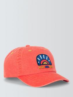 John Lewis Play All Day Washed Baseball Cap, Red - view 2, Red