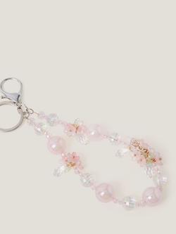 Monsoon Kids' Flower Bead Bag Charm, Pink - view 2, Pink