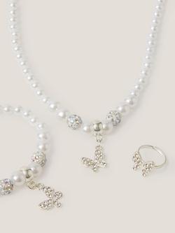 Monsoon Kids' Pearly Butterfly Bridesmaid Jewellery Set, Ivory - view 2, Ivory