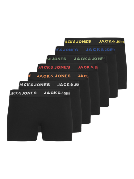 Jack & Jones Kids' Cotton Rich Trunks, Pack of 7, Black, Black