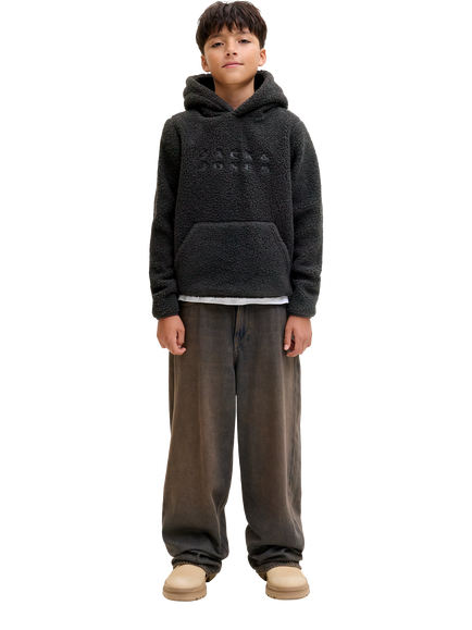 Jack & Jones Kids' Teddy Fleece Hoodie, Black, Black