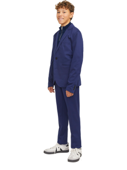 Jack & Jones Kids' Emil Cotton Blend Quarter Zip Neck Jumper, Navy Blazer, Navy Blazer