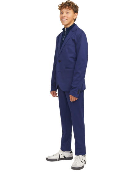 Jack & Jones Kids' Emil Cotton Blend Quarter Zip Neck Jumper, Navy Blazer, Navy Blazer