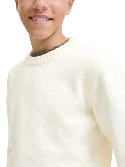 Jack & Jones Jornorrebro Cotton Blend Crew Jumper, Sea Salt - view 2, Sea Salt