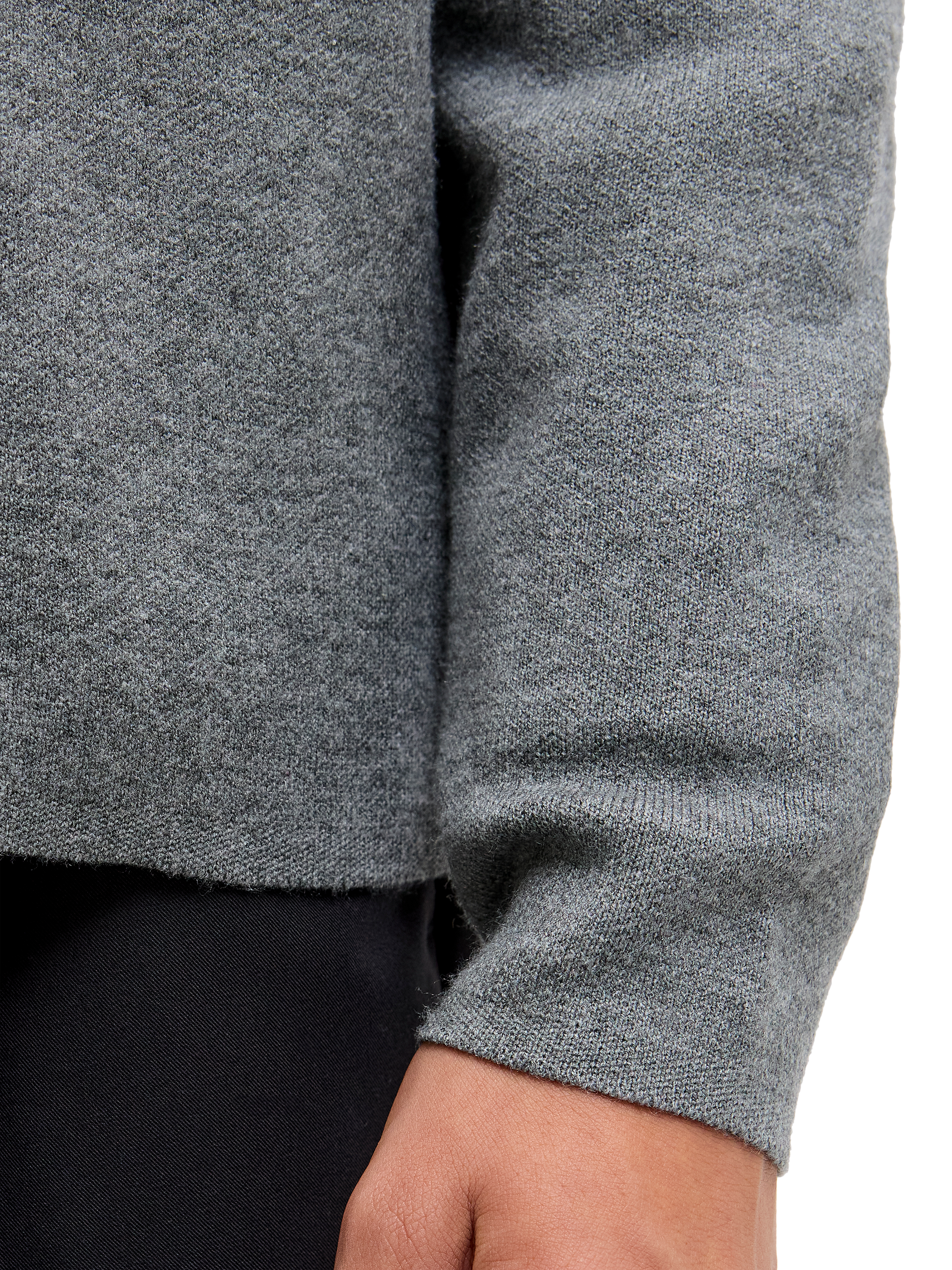 Product image 4 of 8, which shows Jack & Jones Knitted Long Sleeve Polo Top, Grey Melange, 8 years