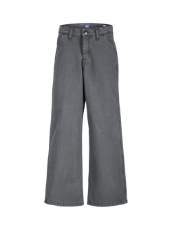 Jack & Jones Kids' Dave Cotton Wide Leg Worker Trousers, Asphalt, Asphalt