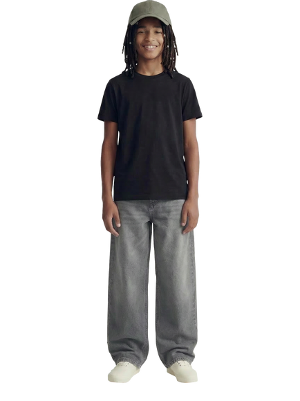 Jack & Jones Kids' Dave Cotton Wide Leg Worker Trousers, Asphalt, Asphalt