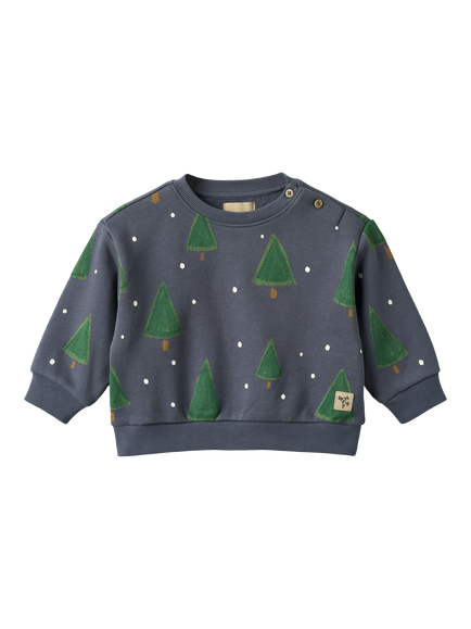 WHEAT Baby Sandro Cotton Christmas Tree Sweatshirt, Greyblue, Greyblue