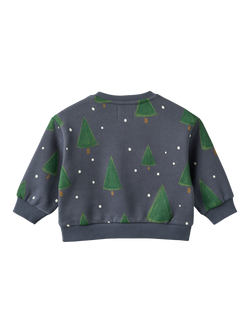 WHEAT Baby Sandro Cotton Christmas Tree Sweatshirt, Greyblue - view 2, Greyblue