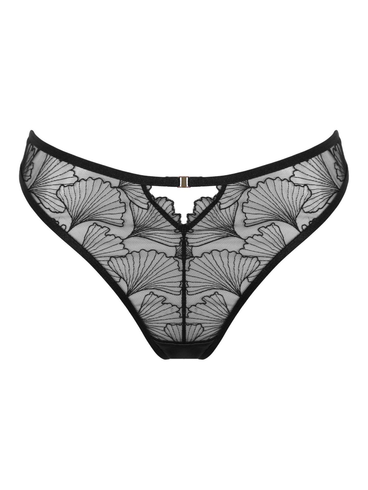 Product image 8 of 9, which shows Pour Moi Ember Embroidered Thong, Black/Cosmetic, 8