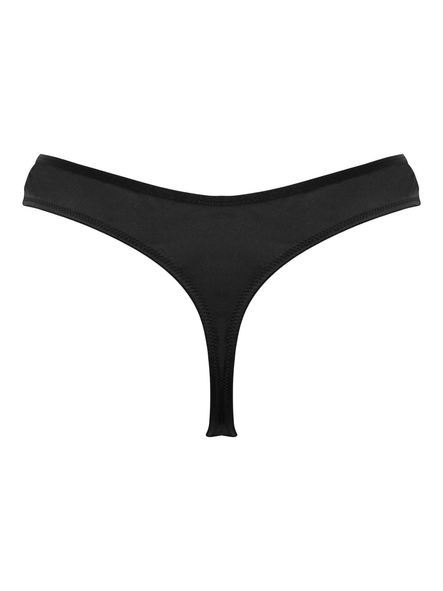 Product image 9 of 9, which shows Pour Moi Ember Embroidered Thong, Black/Cosmetic, 8