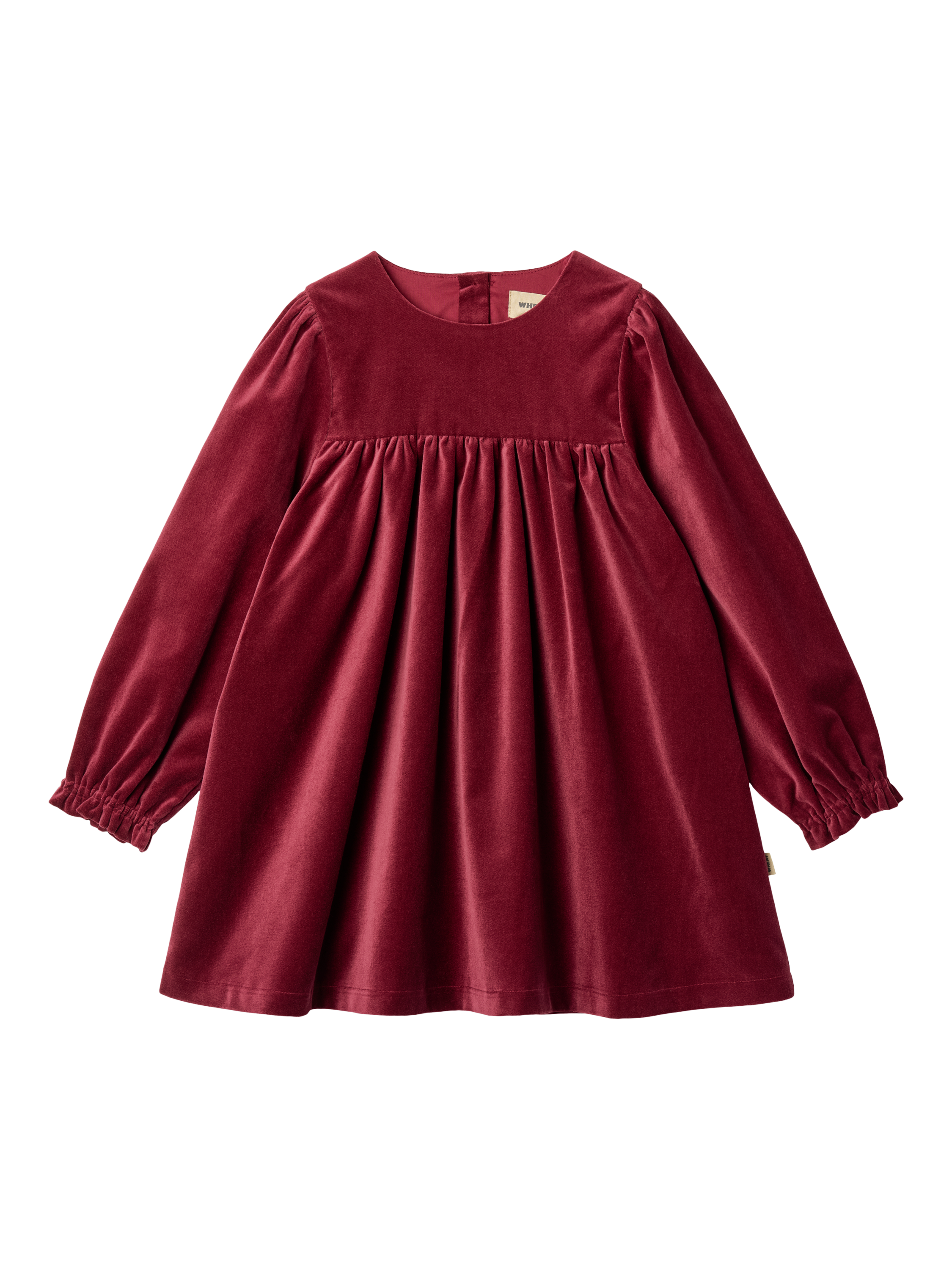 Product image 1 of 2, which shows WHEAT Kids' Velvet A-Line Dress, Ruby Red, 5 years