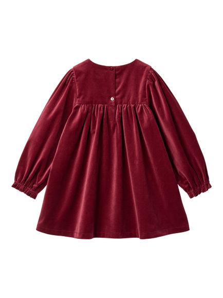 WHEAT Kids' Velvet A-Line Dress, Ruby Red - view 2, Ruby Red