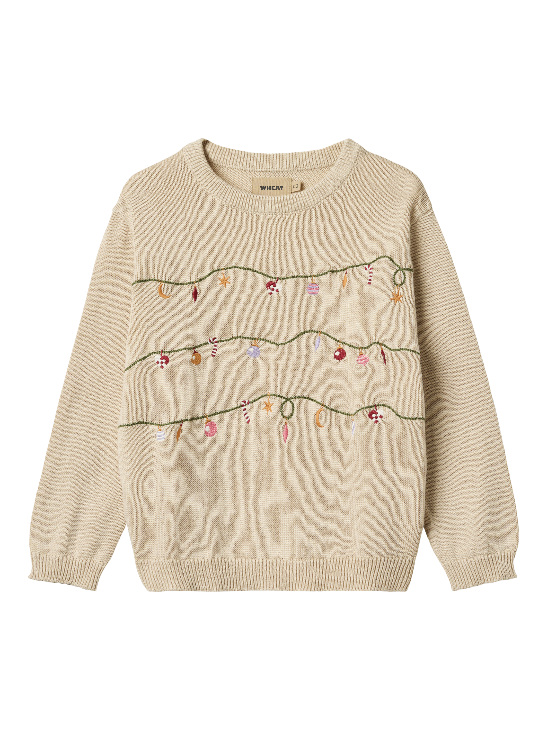 Product image 1 of 2, which shows WHEAT Kids' Lisa Cotton Festive Jumper, Offwhite, 3 years