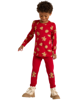 Lindex Kids' Gingerbread Leggings, Dark Red, Dark Red