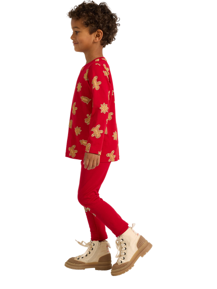 Lindex Kids' Gingerbread Leggings, Dark Red - view 2, Dark Red