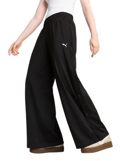 PUMA Wardrobe Essentials Low Rise Popper Pants, Puma Black, Puma Black