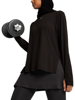 PUMA Modest Oversized Long Sleeve T-Shirt, Black