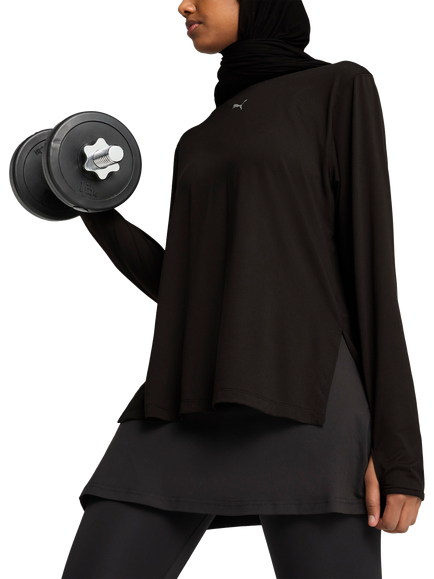 PUMA Modest Oversized Long Sleeve T-Shirt, Black