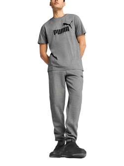 PUMA Cotton Regular Fit Short Sleeve Essentials No.1 Logo T-Shirt, Medium Gray Heather