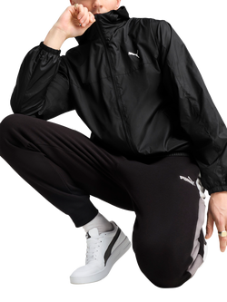 PUMA Men's Essentials Windbreaker Jacket, Puma Black, Puma Black