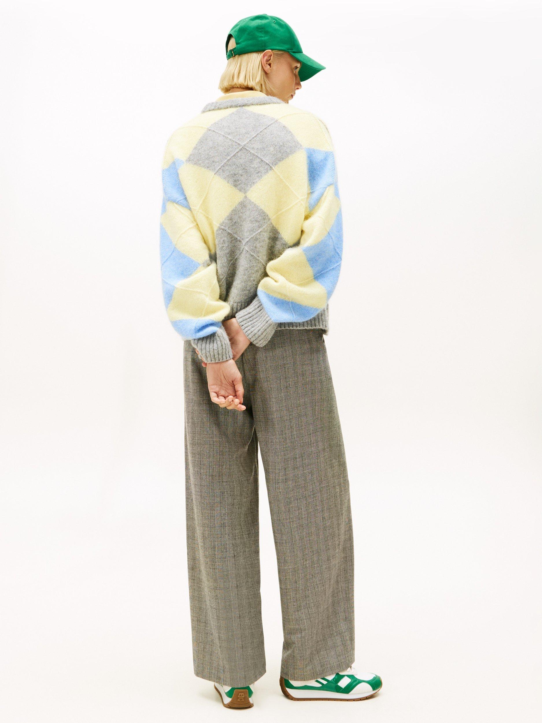 Product image 2 of 5, which shows Tommy Hilfiger Argyle Alpaca Wool Blend Jumper, Grey/Multi, XS-S