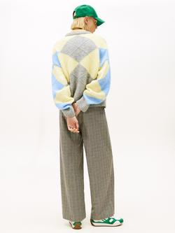 Tommy Hilfiger Argyle Alpaca Wool Blend Jumper, Grey/Multi - view 2, Grey/Multi