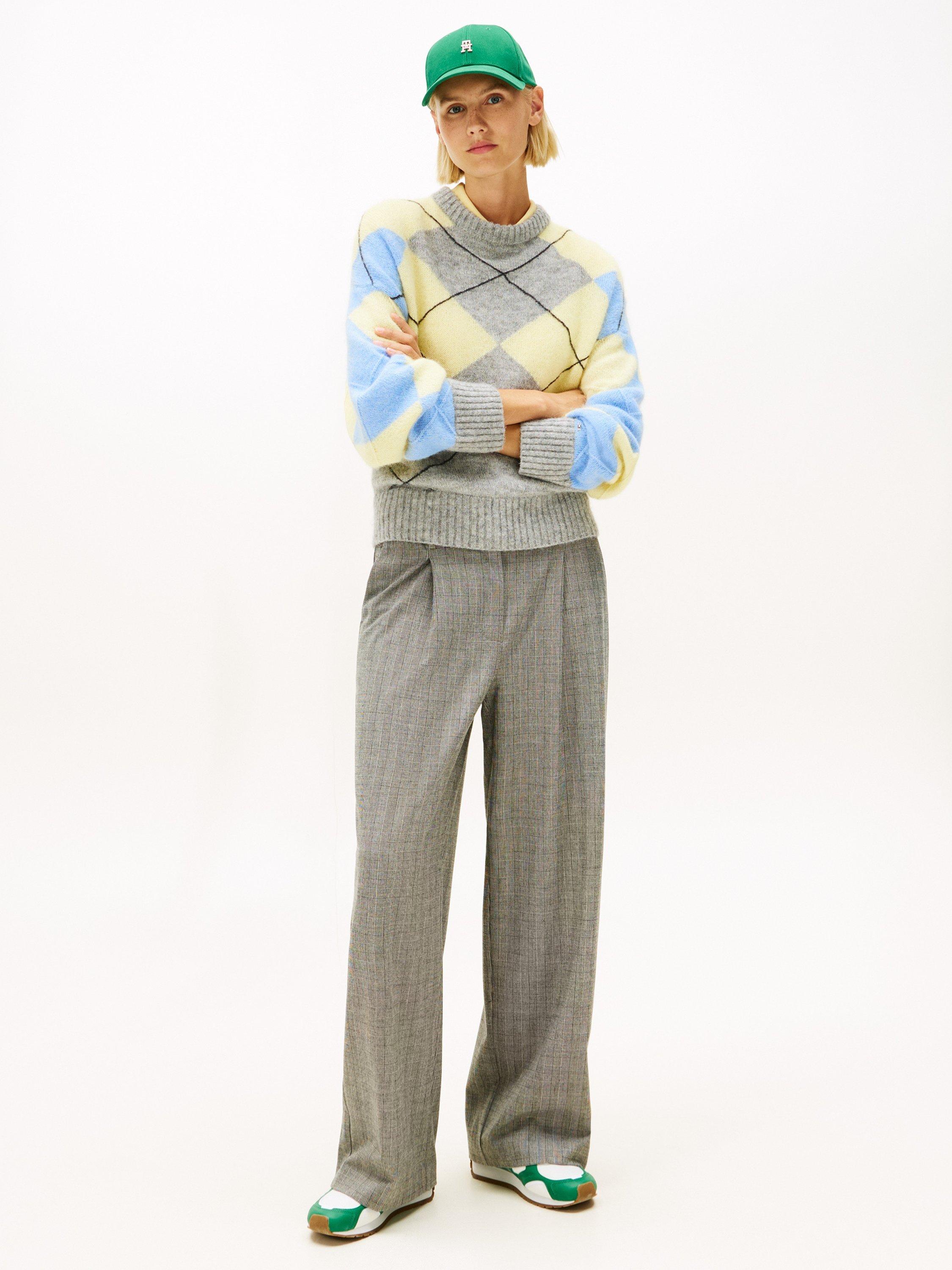 Product image 3 of 5, which shows Tommy Hilfiger Argyle Alpaca Wool Blend Jumper, Grey/Multi, XS-S