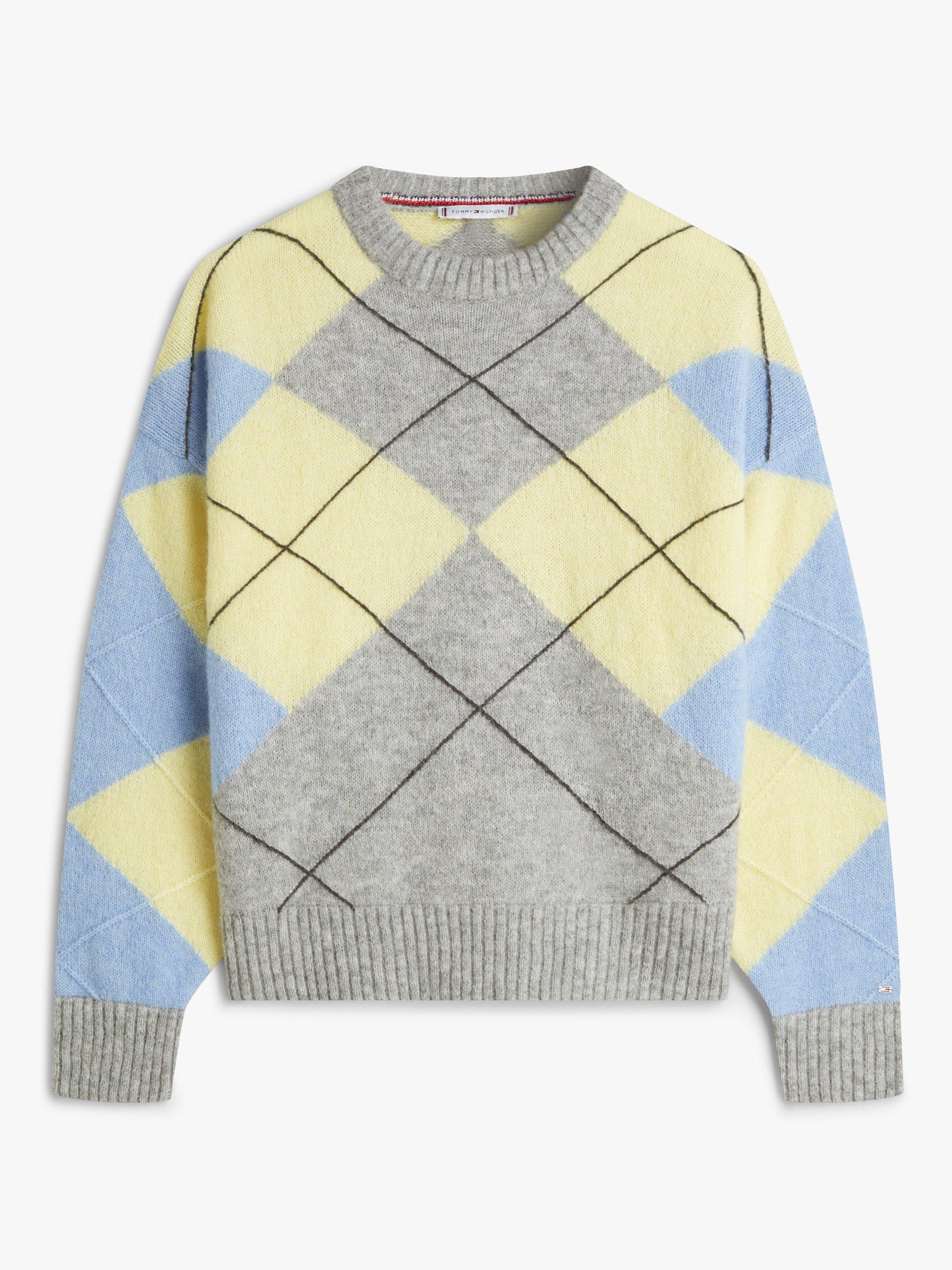 Product image 5 of 5, which shows Tommy Hilfiger Argyle Alpaca Wool Blend Jumper, Grey/Multi, XS-S
