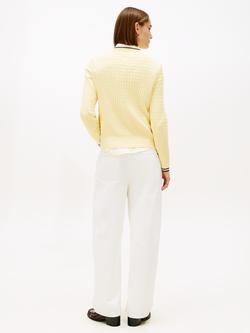 Tommy Hilfiger Cotton Cable Knit Jumper, Zesty Yellow/Navy - view 2, Zesty Yellow/Navy