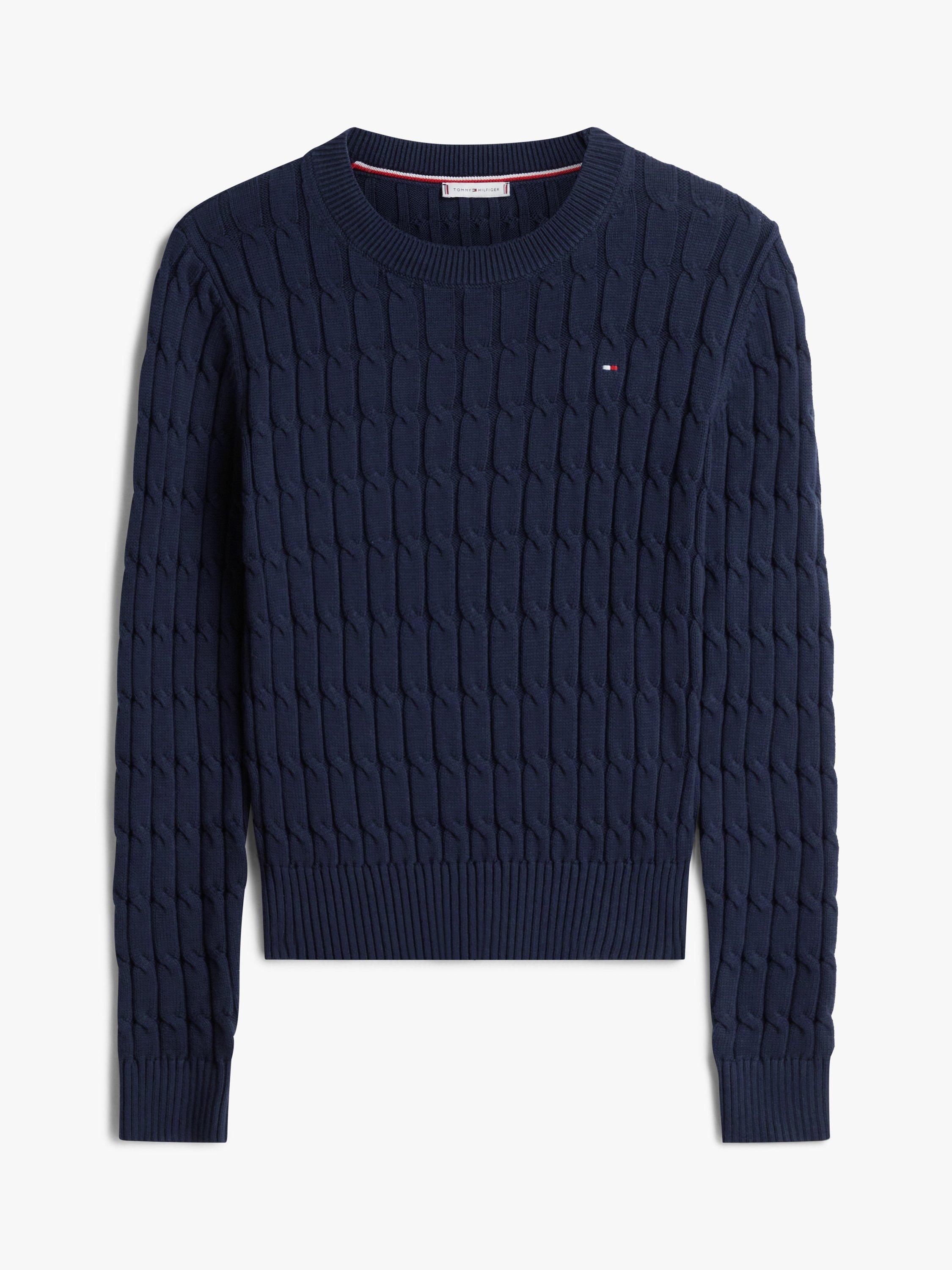 Product image 5 of 5, which shows Tommy Hilfiger Cotton Cable Knit Jumper, Dark Night Navy, XS