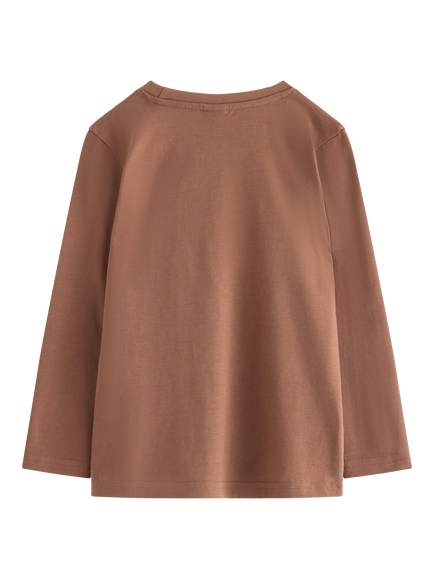 Lindex Kids' Cotton Reindeer Long Sleeve Top, Brown - view 2, Brown