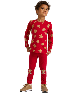 Lindex Kids' Cotton Gingerbread Shapes Long Sleeve Top, Dark Red - view 2, Dark Red