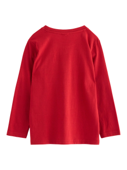 Lindex Kids' Cotton Reindeer Long Sleeve Top, Dark Red - view 2, Dark Red