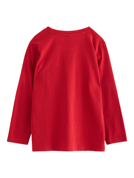 Lindex Kids' Cotton Reindeer Long Sleeve Top, Dark Red - view 2, Dark Red
