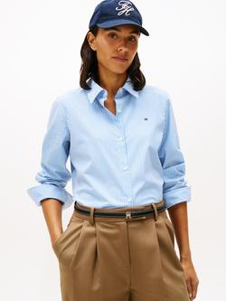 Tommy Hilfiger Essential Poplin Regular Fit Stripe Shirt, Blue/Multi