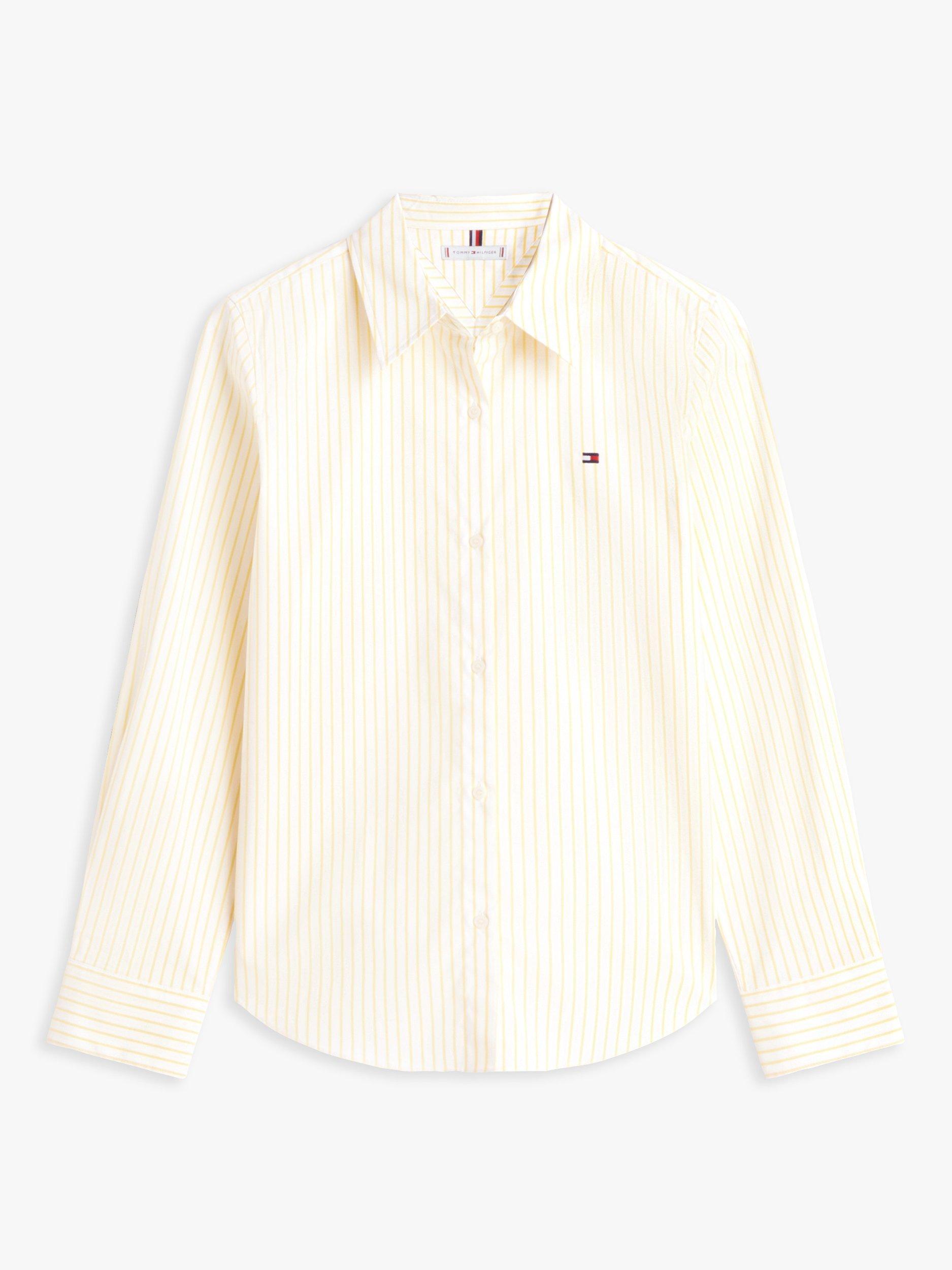 Product image 5 of 5, which shows Tommy Hilfiger Essential Poplin Regular Fit Stripe Shirt, Yellow/Multi, 4