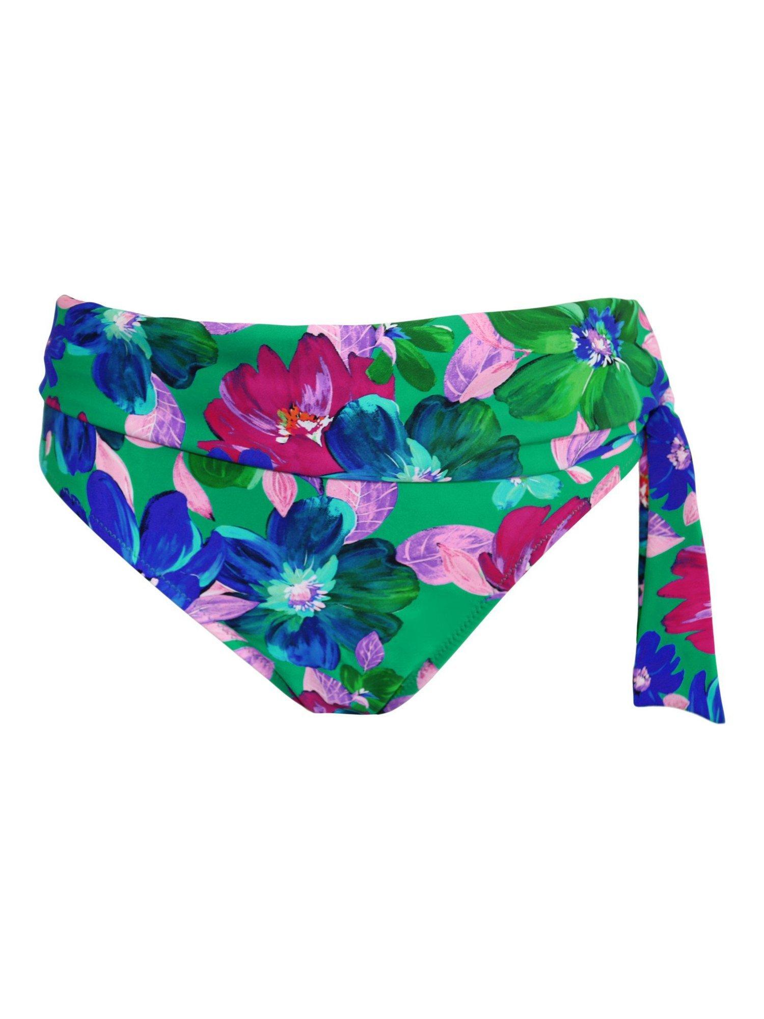 Product image 5 of 6, which shows Pour Moi Getaway Foldover Tie Bikini Bottoms, Green, 10
