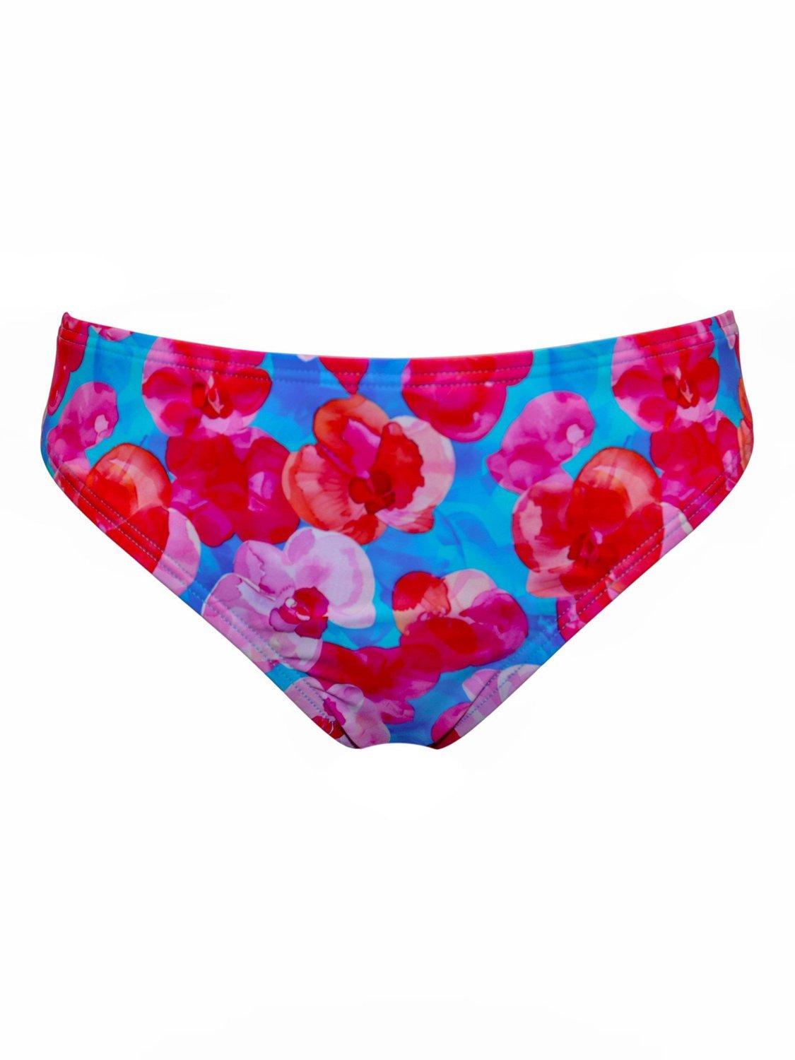Product image 5 of 6, which shows Pour Moi Marrakesh Mid Rise Bikini Bottoms, Blue/Pink, 8