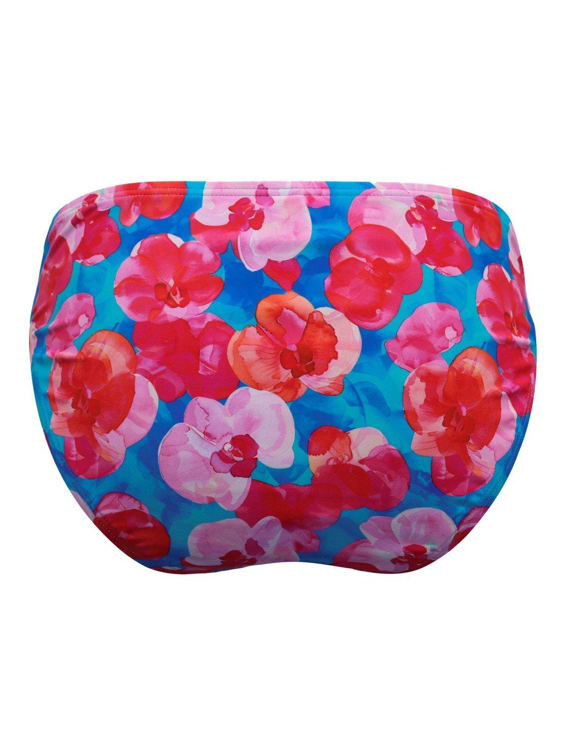 Product image 6 of 6, which shows Pour Moi Marrakesh Mid Rise Bikini Bottoms, Blue/Pink, 8